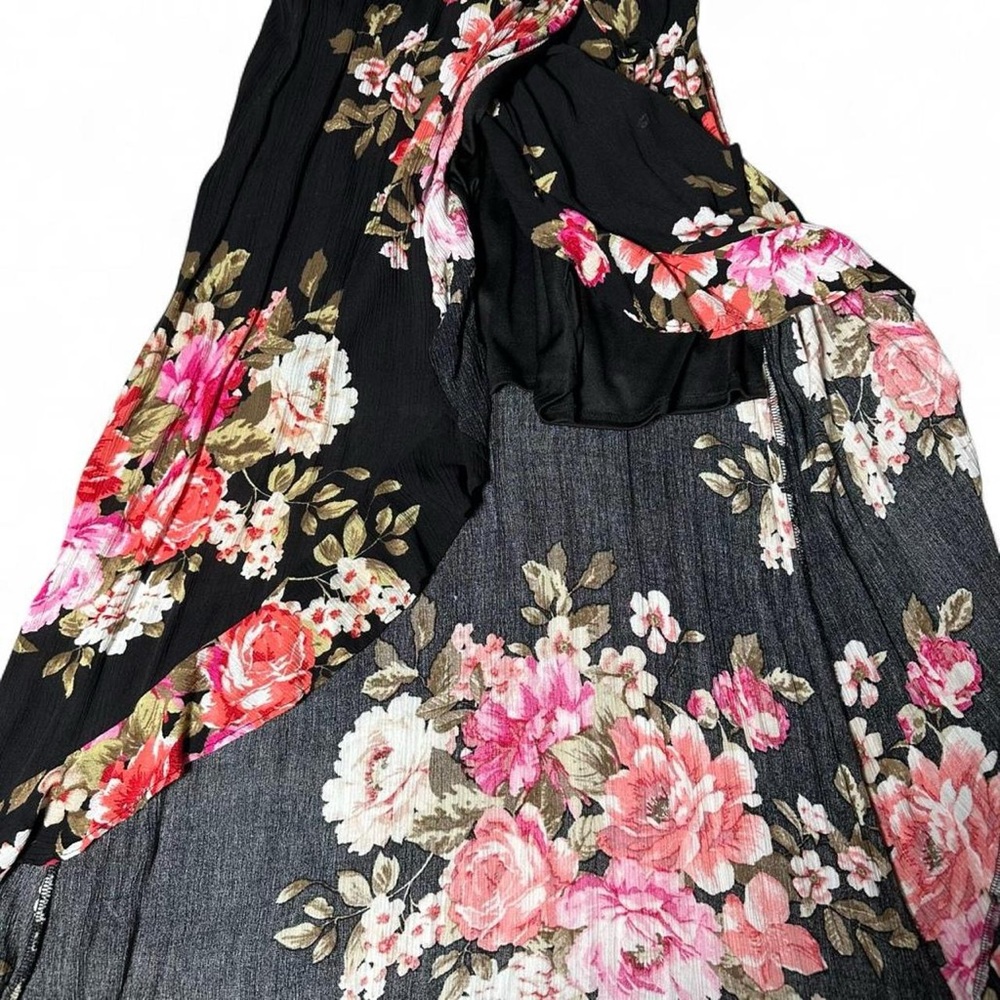 Altar'd State Black and Pink Floral High Low Dress, bohemian - Picture 7 of 8